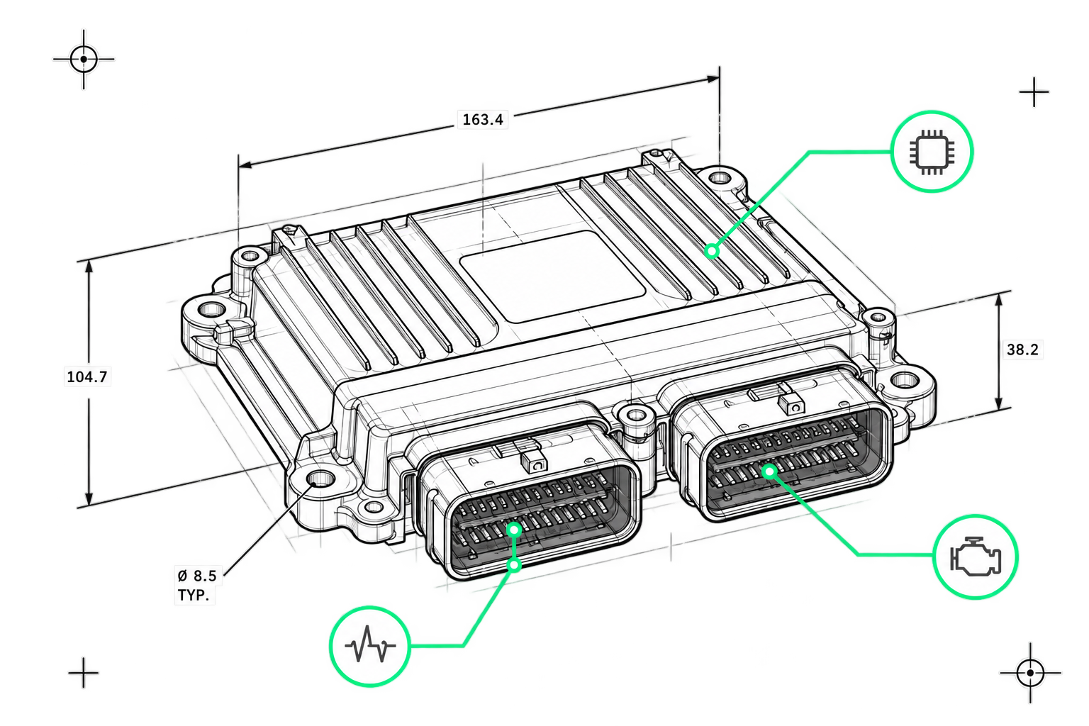 Technical illustration of a piston and connecting rod
